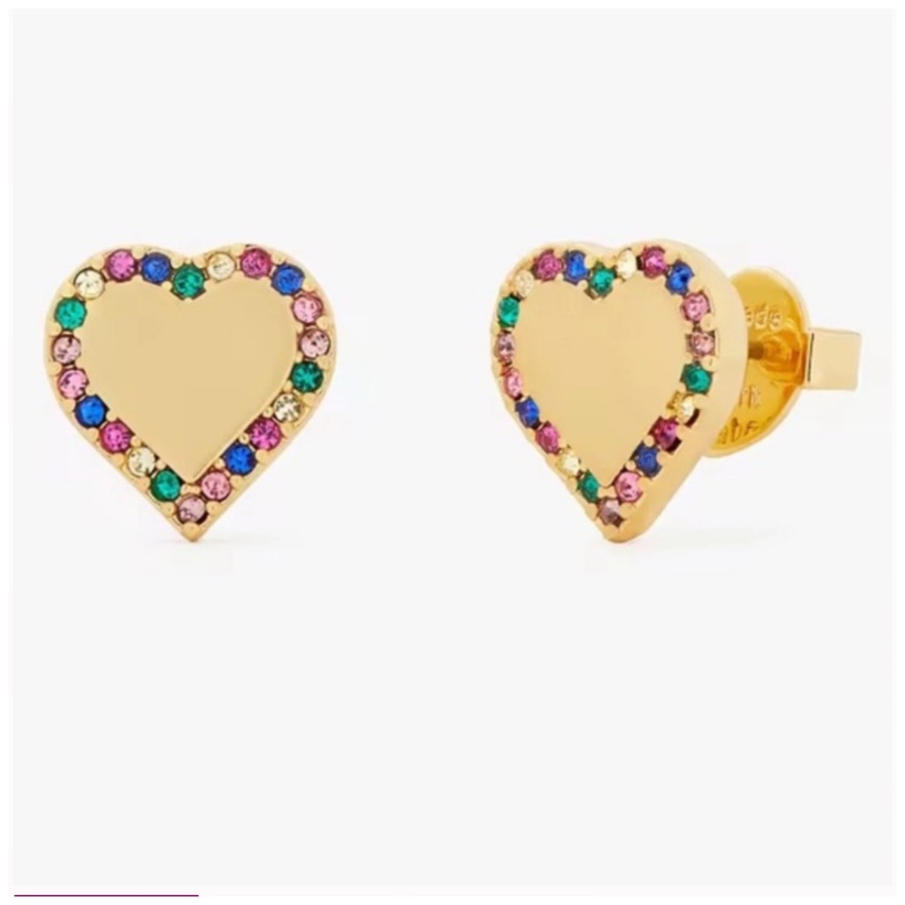 Kate Spade • Take Heart Stud Earrings • Gold Tone Multicolor